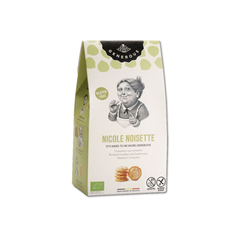 Crunchy and sweet organic cookies made with hazelnuts and natural ingredients.